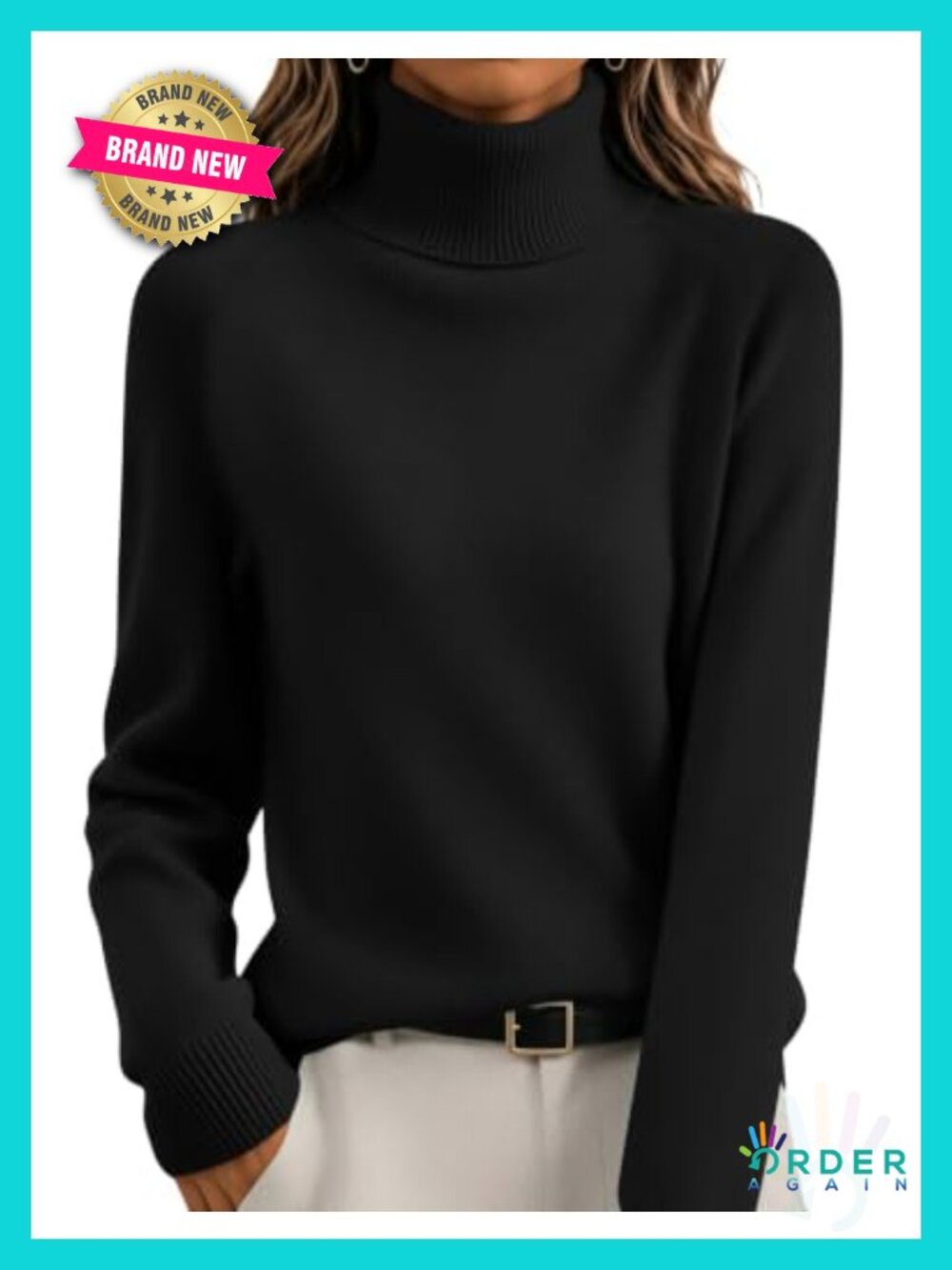 Zeagoo Turtleneck Pullover Sweater Ribbed Knit Long Sleeve Fall Winter Layer